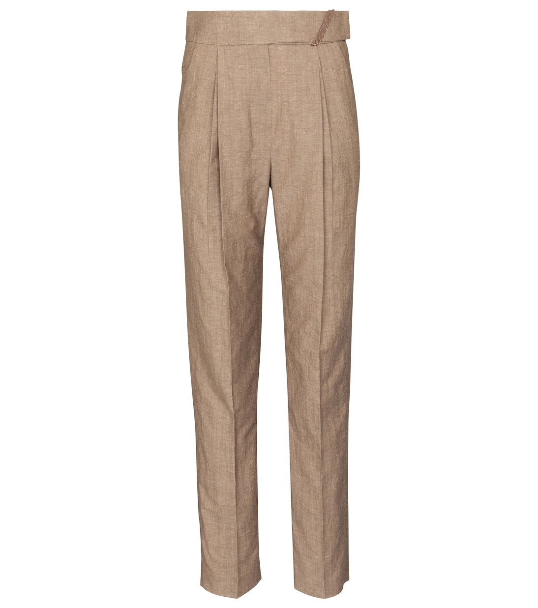 Brunello Cucinelli - High-rise straight wool and linen pants