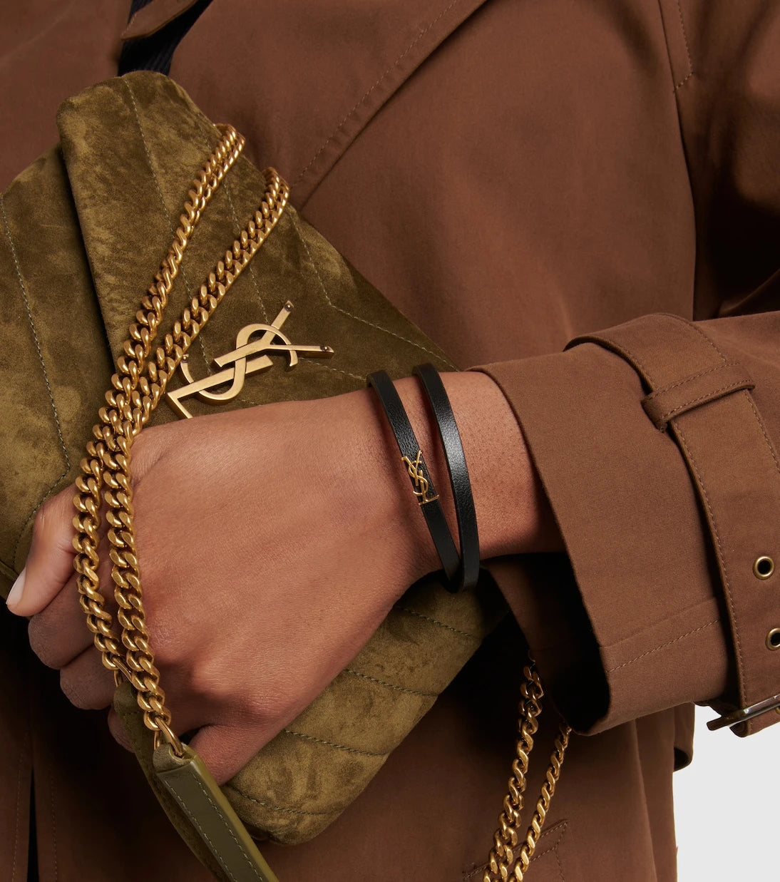 Saint Laurent - YSL logo leather bracelet
