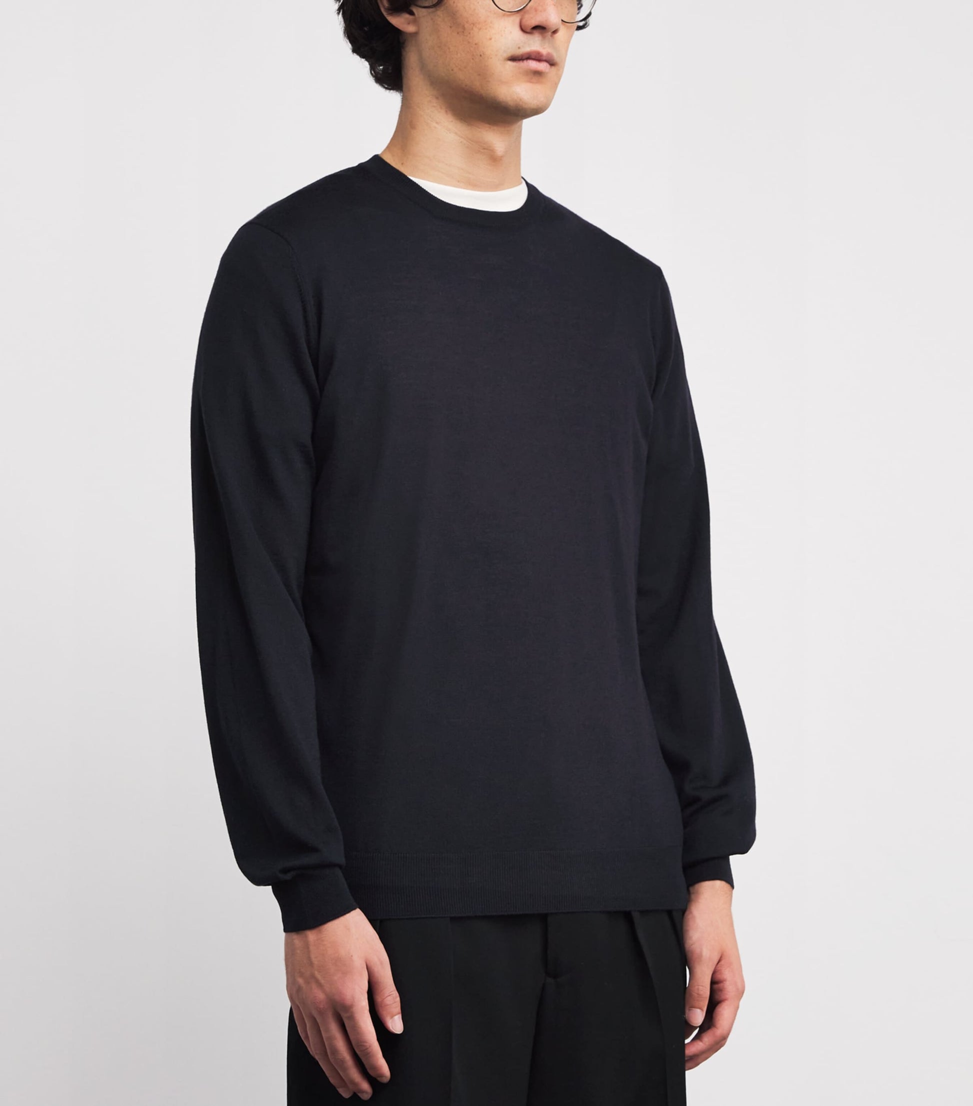 Lardini Navy Virgin Wool Crew-Neck Sweater