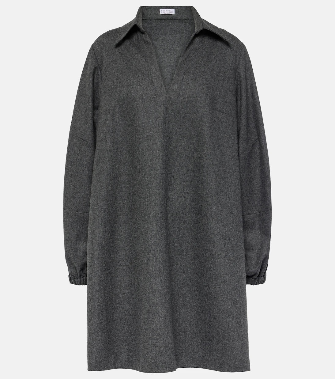 Brunello Cucinelli - فستان قصير من الفلانيل بأكمام بالون