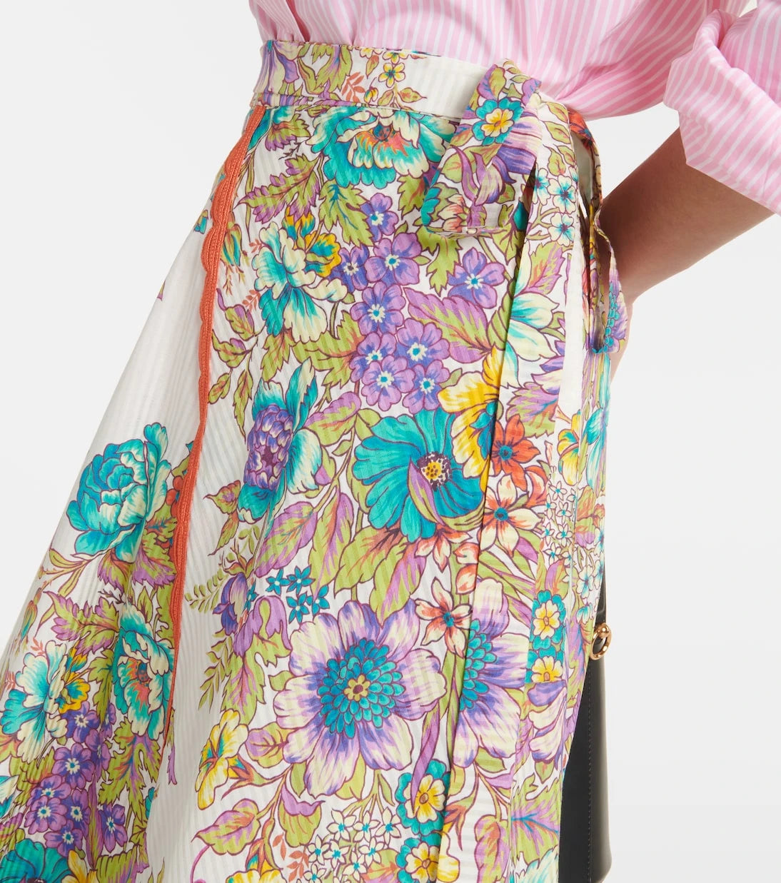 Etro - Floral cotton and silk midi skirt