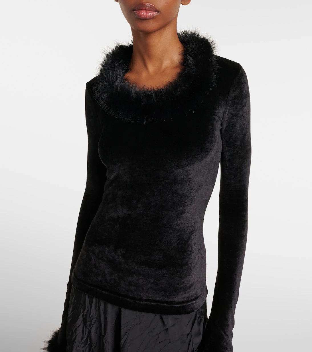 Balenciaga - Faux-fur trimmed top