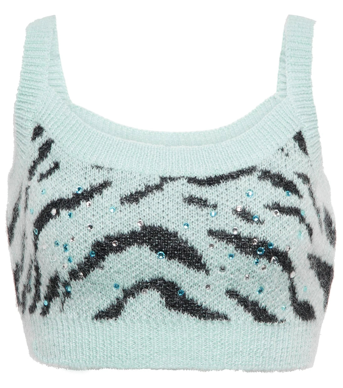Alessandra Rich - Zebra intarsia wool-blend crop top