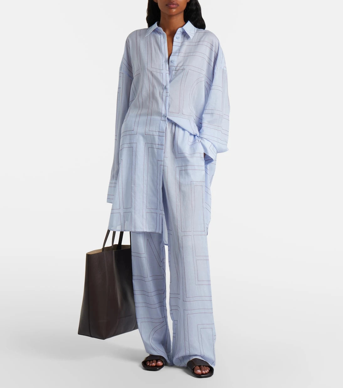 Toteme - Embroidered cotton-blend poplin shirt