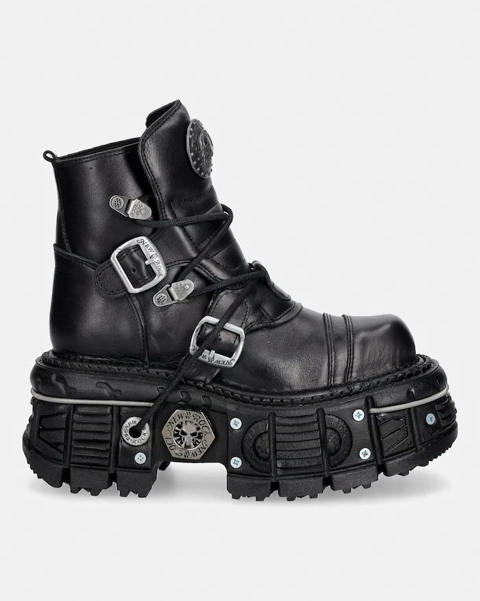 New Rock кубинки дамски от кожа ITALI NEGRO, NOMADA NEGRO, ORIFICIO