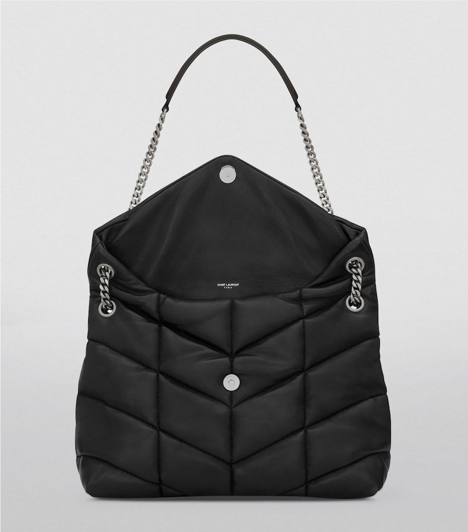Saint Laurent Black Medium Loulou Puffer Matelassé Shoulder Bag
