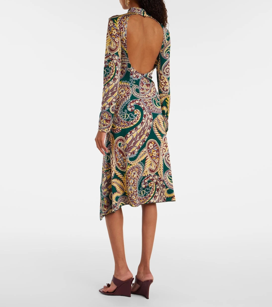 Etro - Paisley asimetrik midi elbise