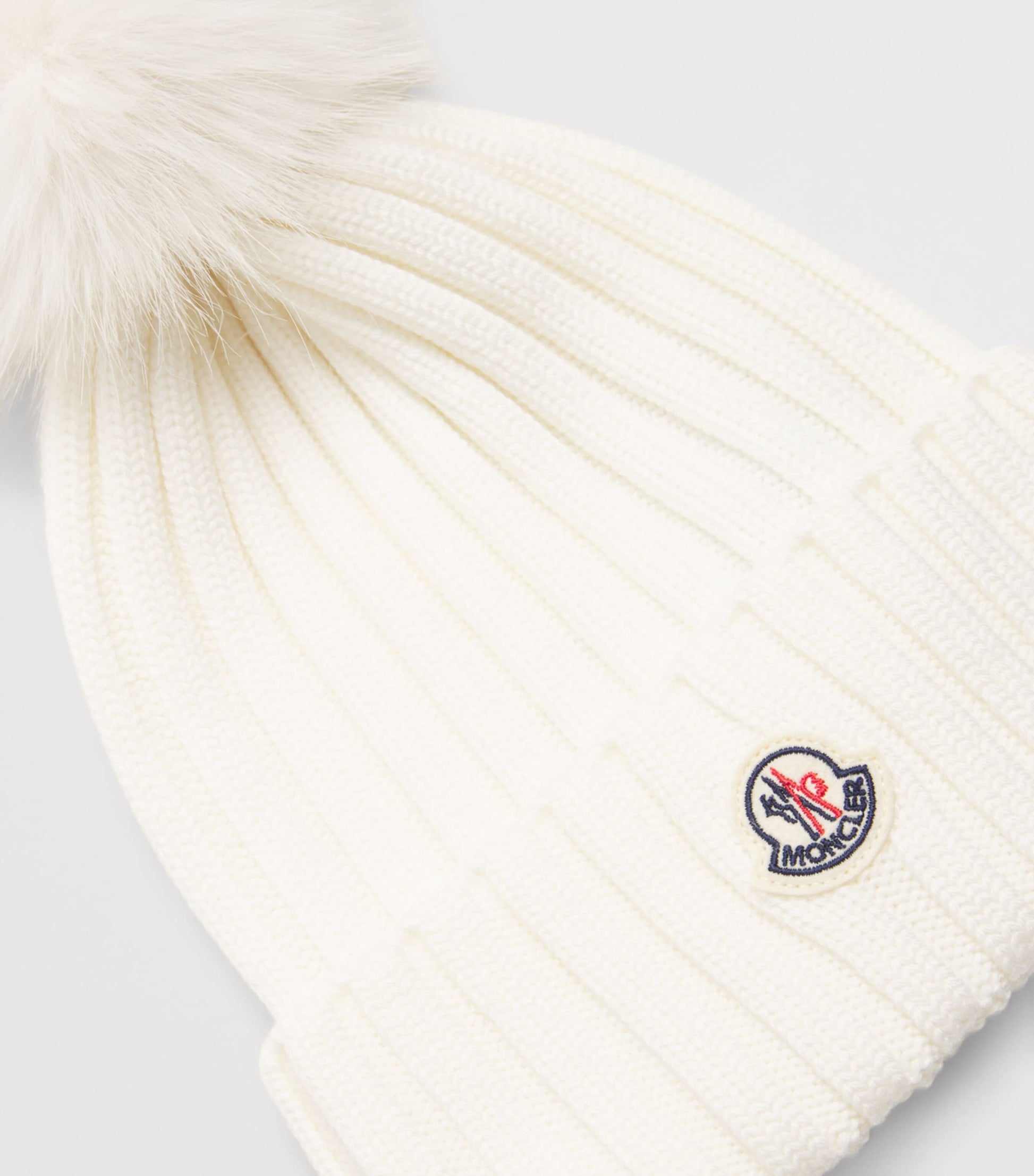 White Virgin Wool Pom-Pom Beanie