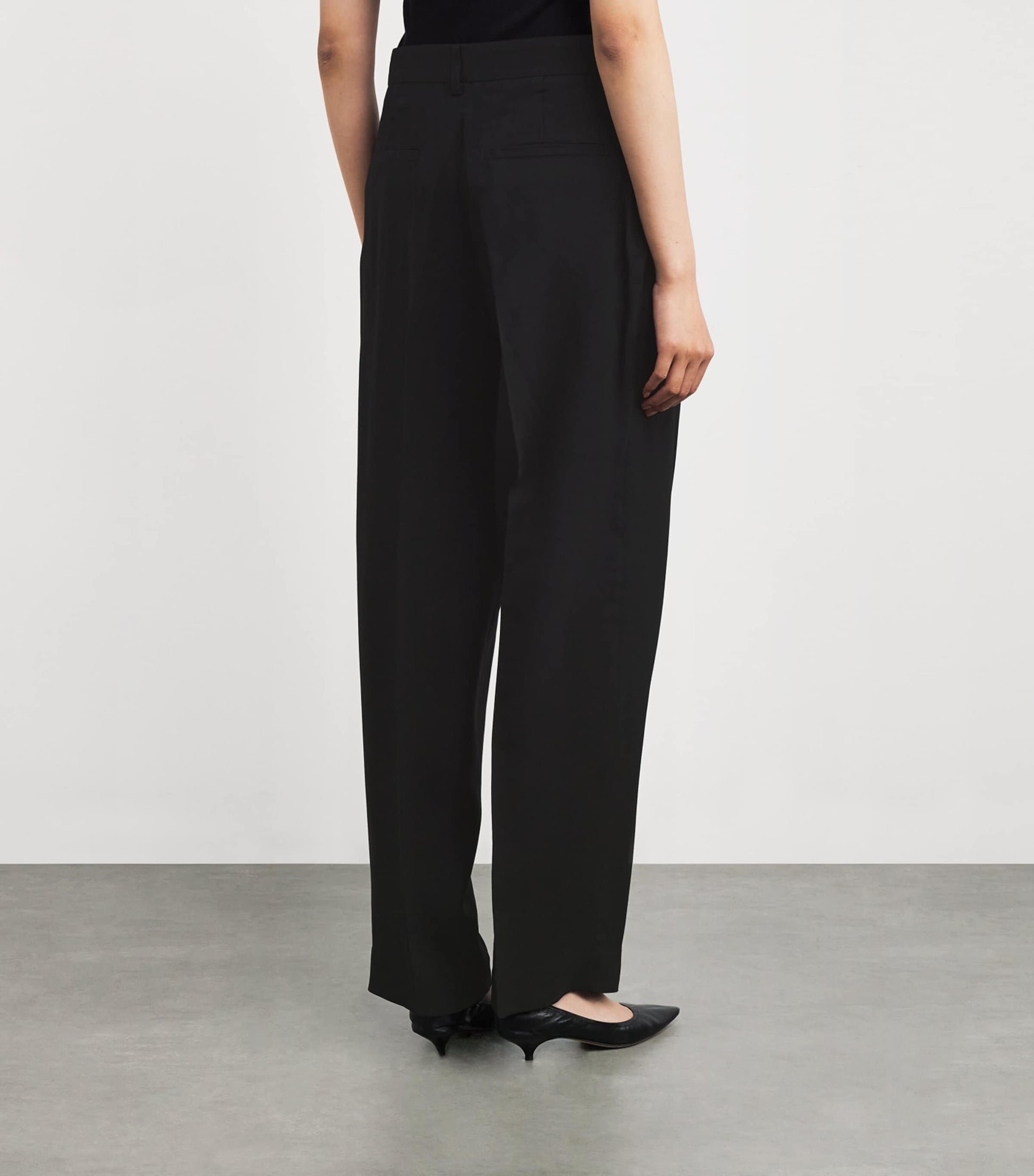 Toteme Black Double-Pleat Straight Trousers