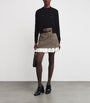 Brown Wool-Blend Belted Mini Skirt