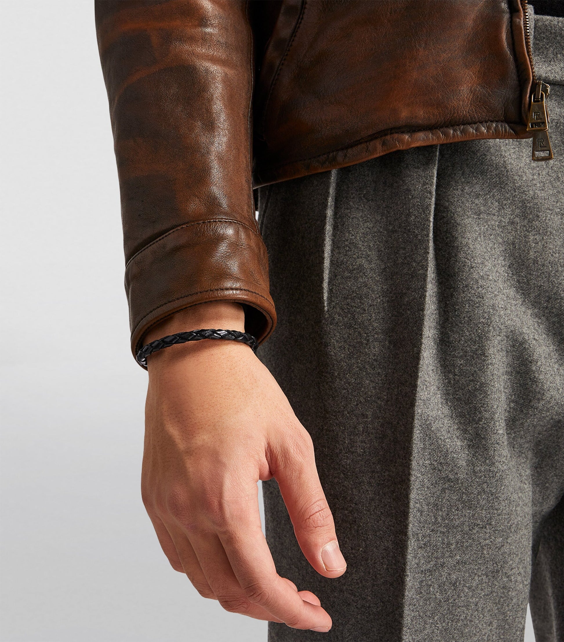 Leather Carbon Pop Braided Bracelet