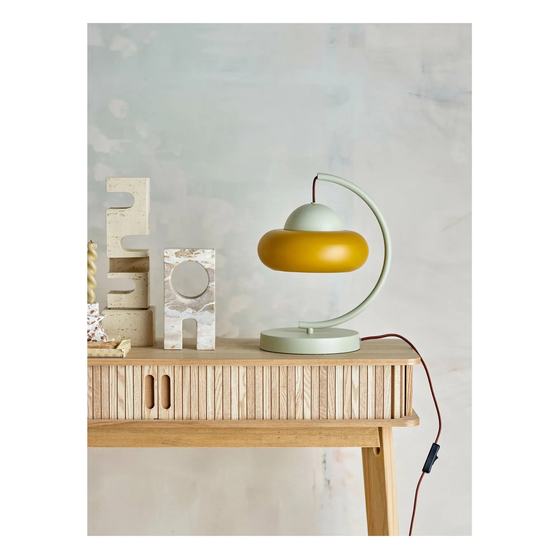 Bloomingville - Bubble metal table lamp | Almond green