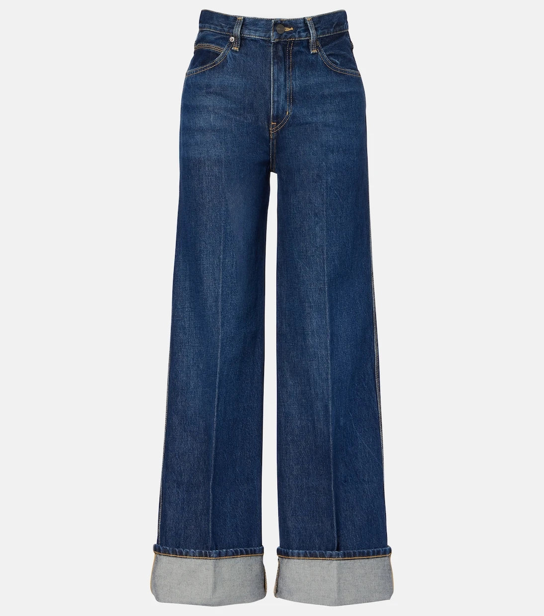 Frame - The Cuffed Wide high-rise wide-leg jeans