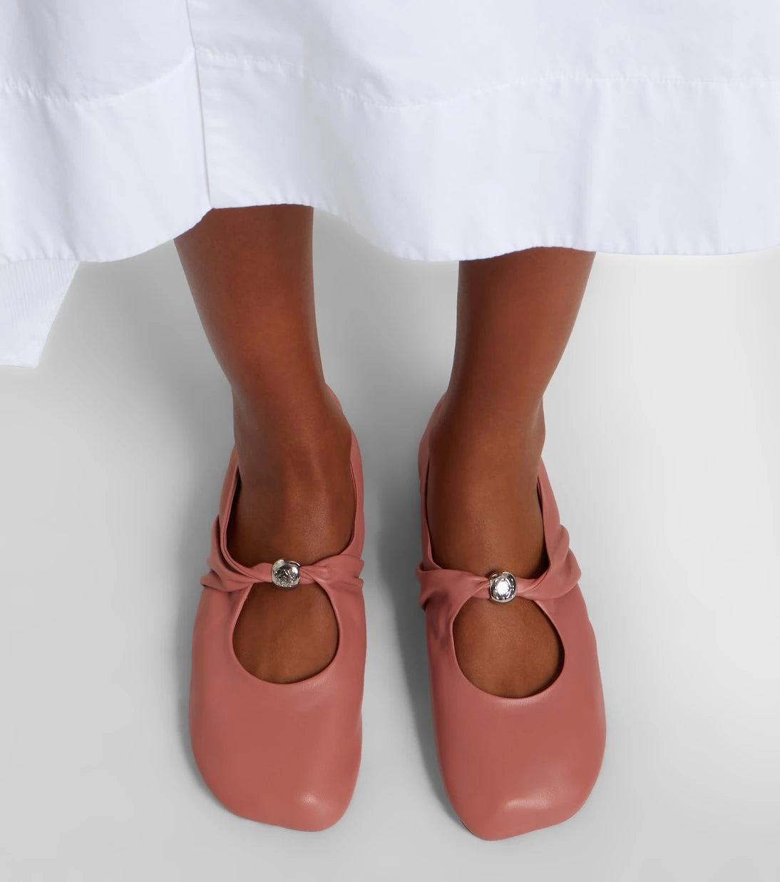 Loewe - Pebble Soft leather Mary Jane flats