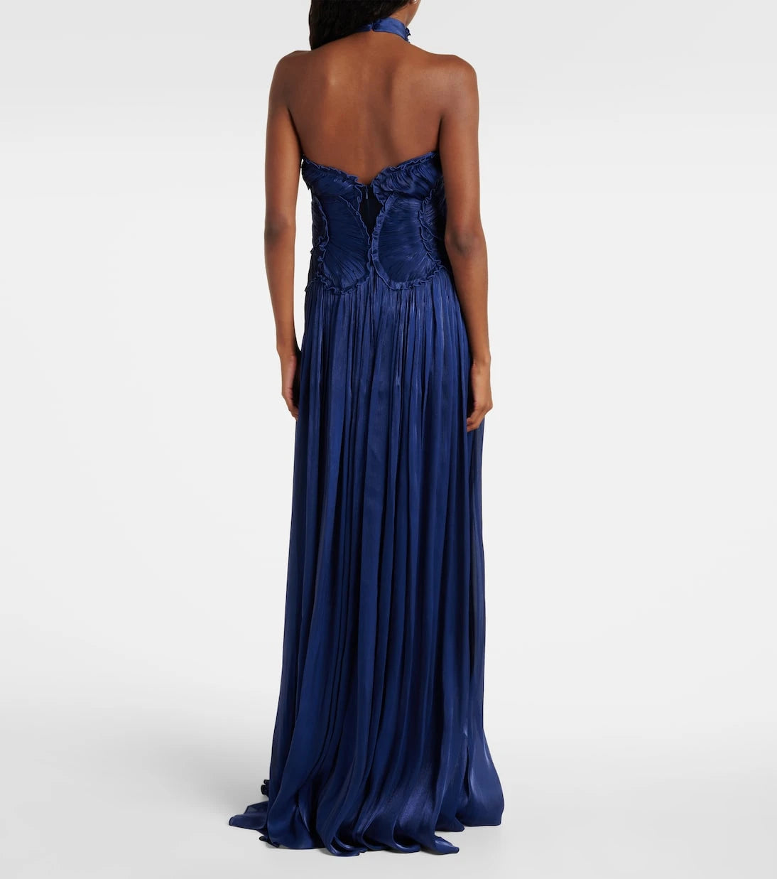 Costarellos - Ruched halterneck georgette gown