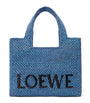 LOEWE Blue x Paula's Ibiza Small Raffia Font Tote Bag