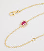 Yellow Gold, Diamond and Ruby Halo Bracelet