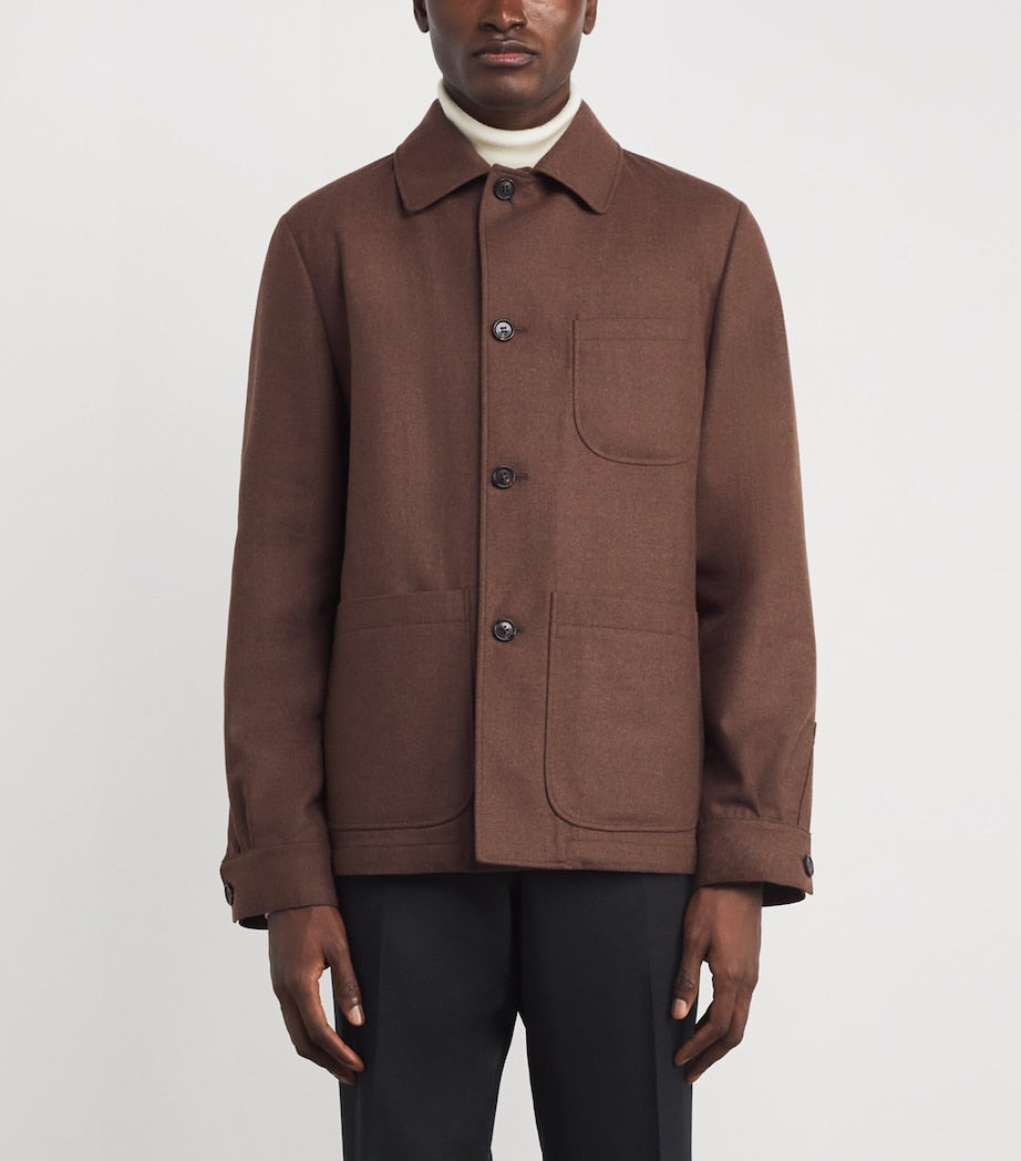 Brown Wool-Silk Overshirt