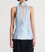 Blue Silk Backless Top