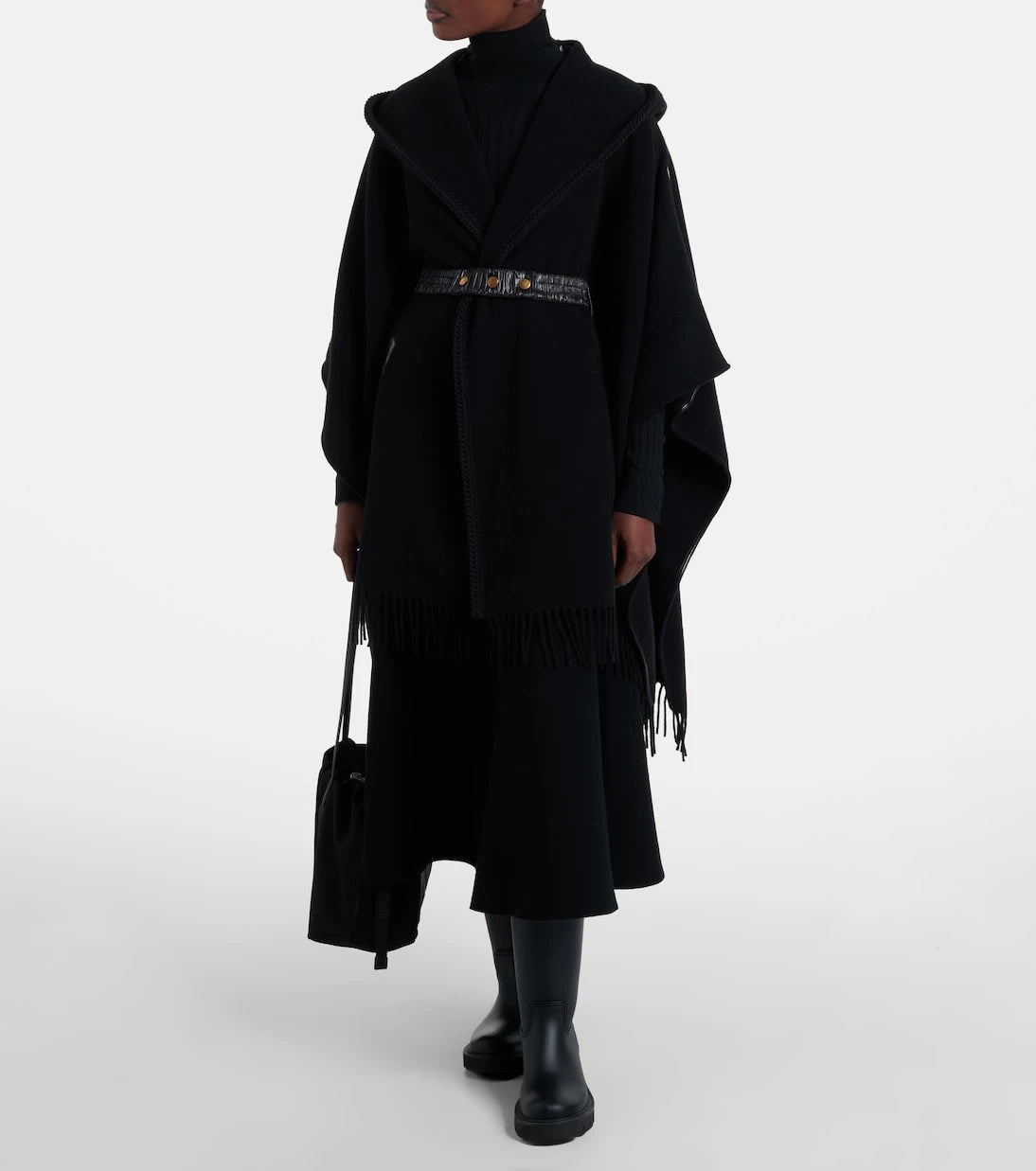 Moncler - Fringed virgin wool cape