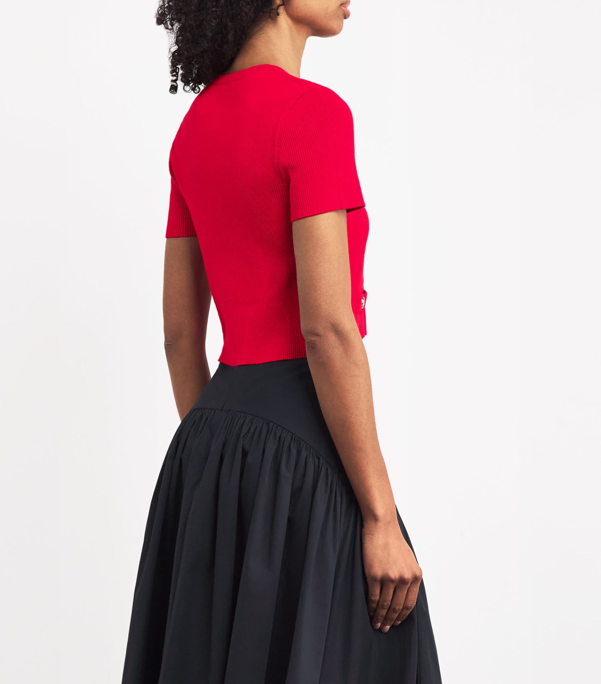 Red Cropped Cardigan