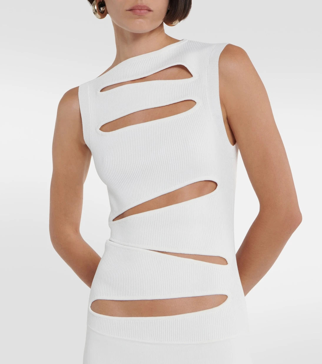 Christopher Esber - Cutout ribbed-knit paneled maxi dress