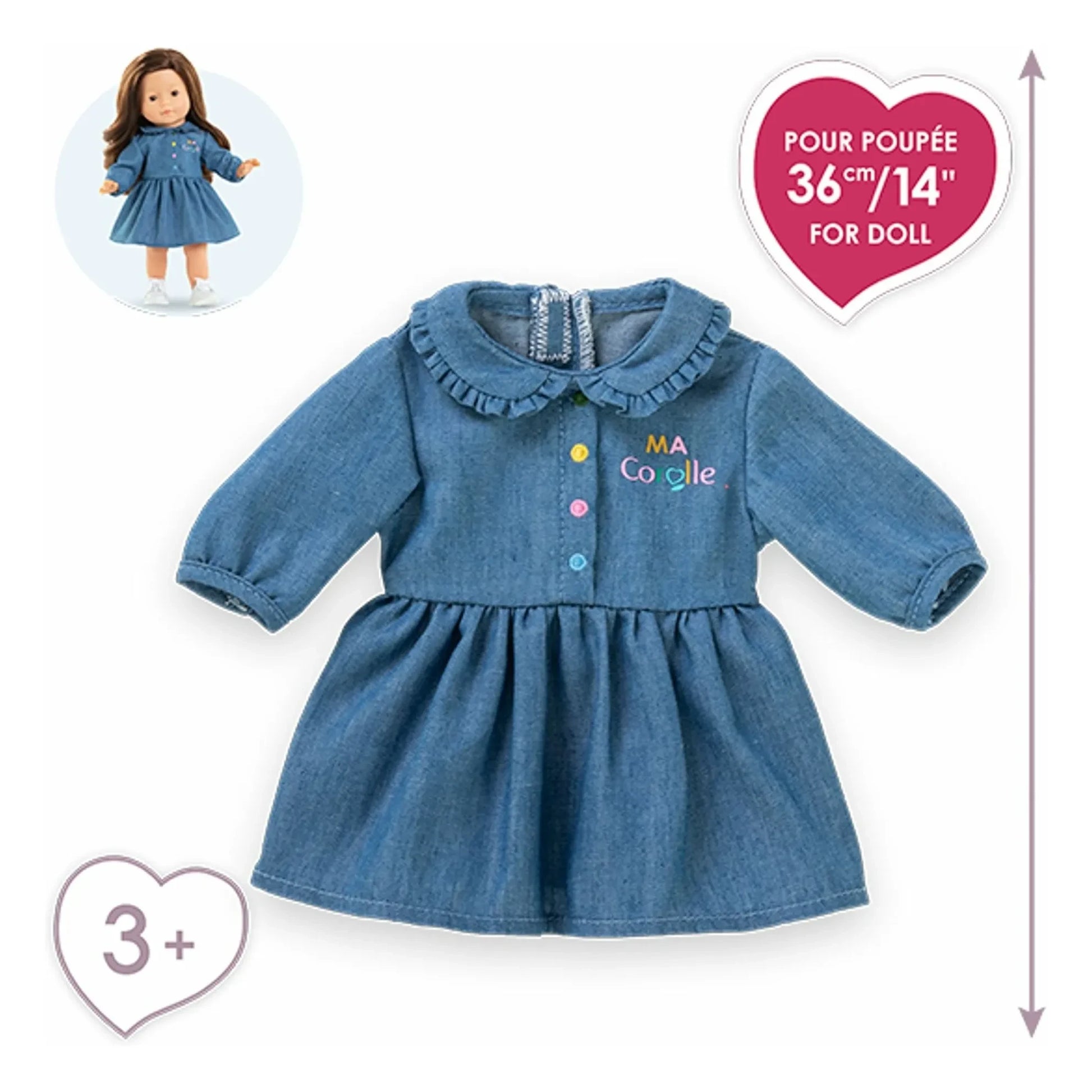 Corolle - Denim dress for 36 cm doll | Denim