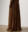 Ralph Lauren Collection Brown Chiffon Pleated Marsha Maxi Skirt