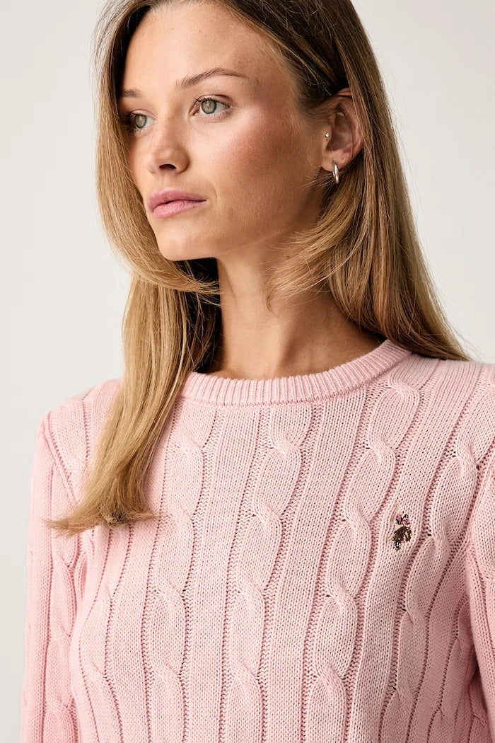 U.S. Polo Assn. Kadın Pamuklu Kazak CREW NECK CABLE