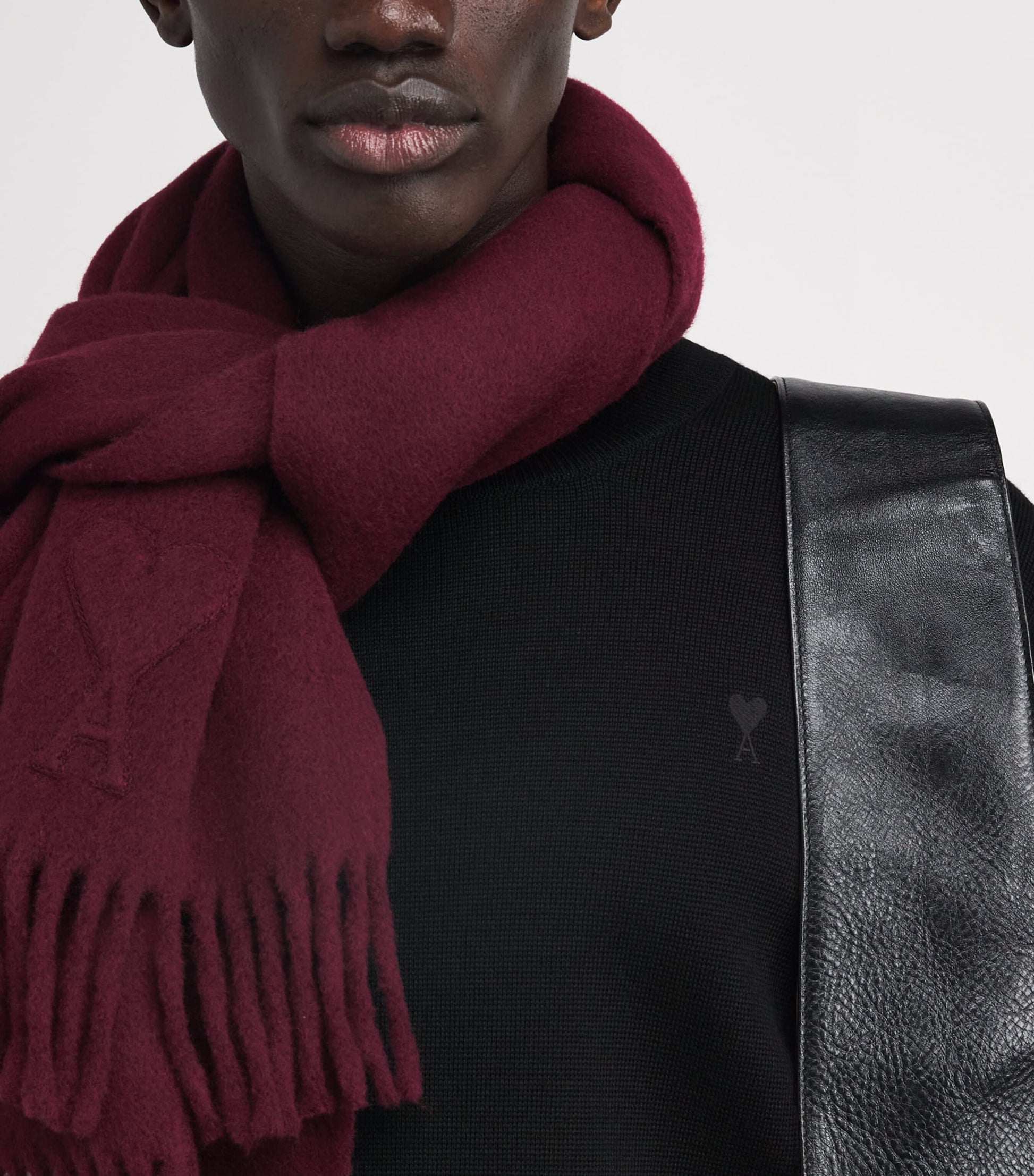 AMI Paris Black Merino Wool Logo Sweatshirt