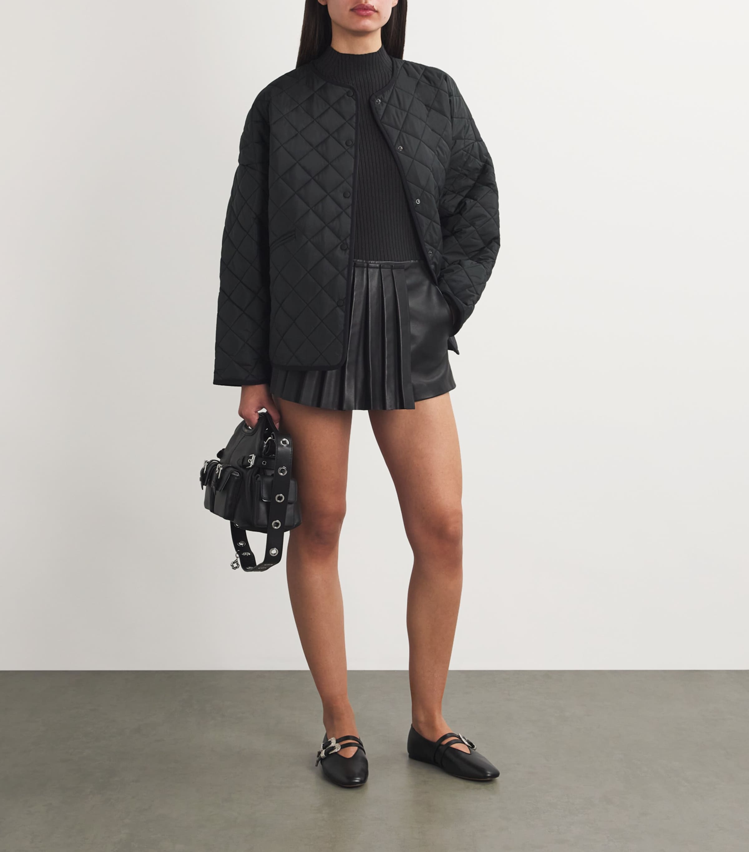 Maje Black Ribbed High-Neck Top