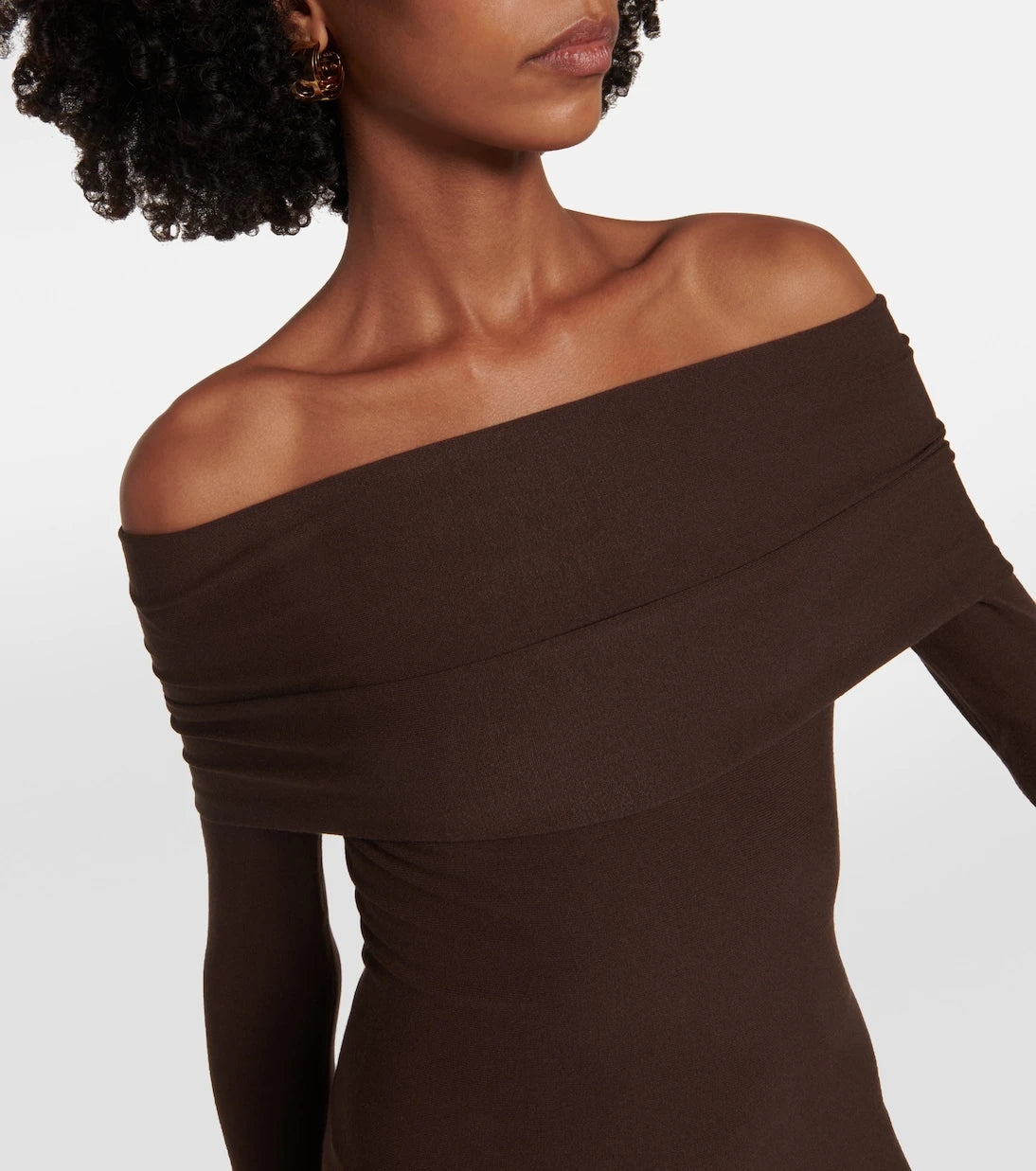 Alaïa - Off-shoulder jersey midi dress