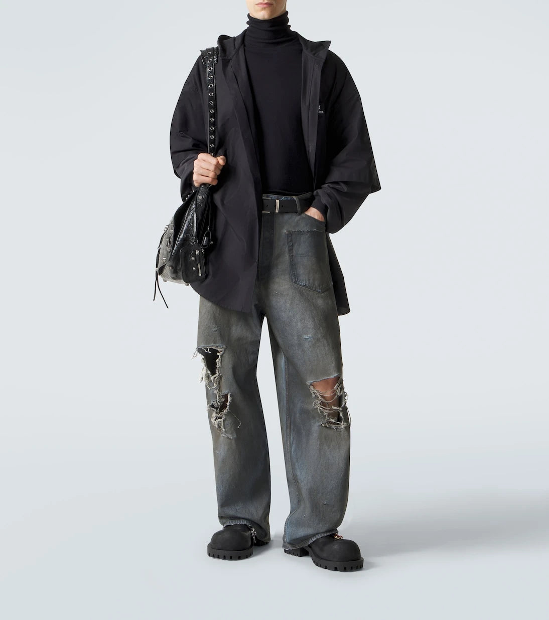 Balenciaga - Patched cotton poplin and fleece jacket