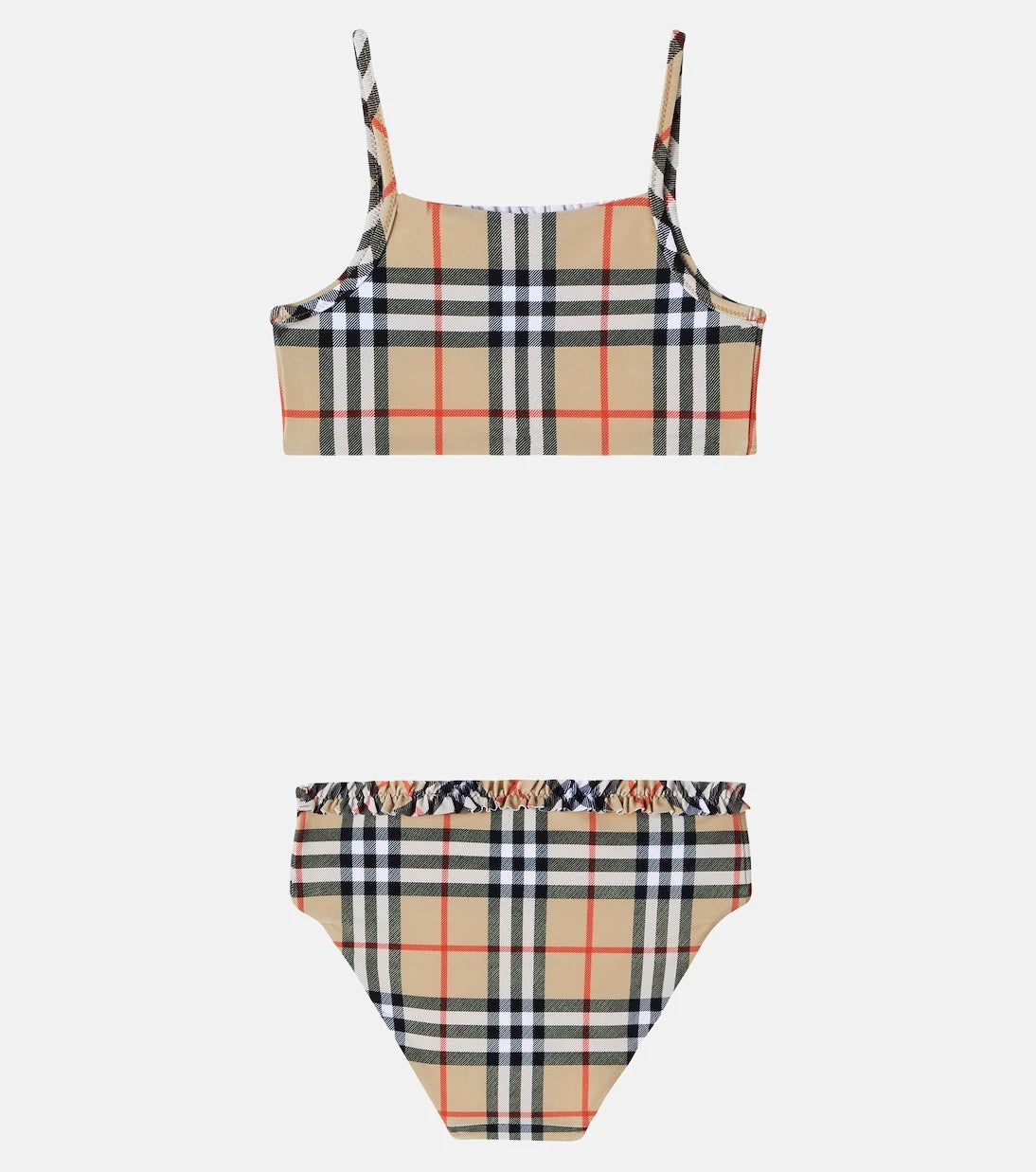 Burberry Kids - بيكيني مكشكش بطبعة مربعات بربري