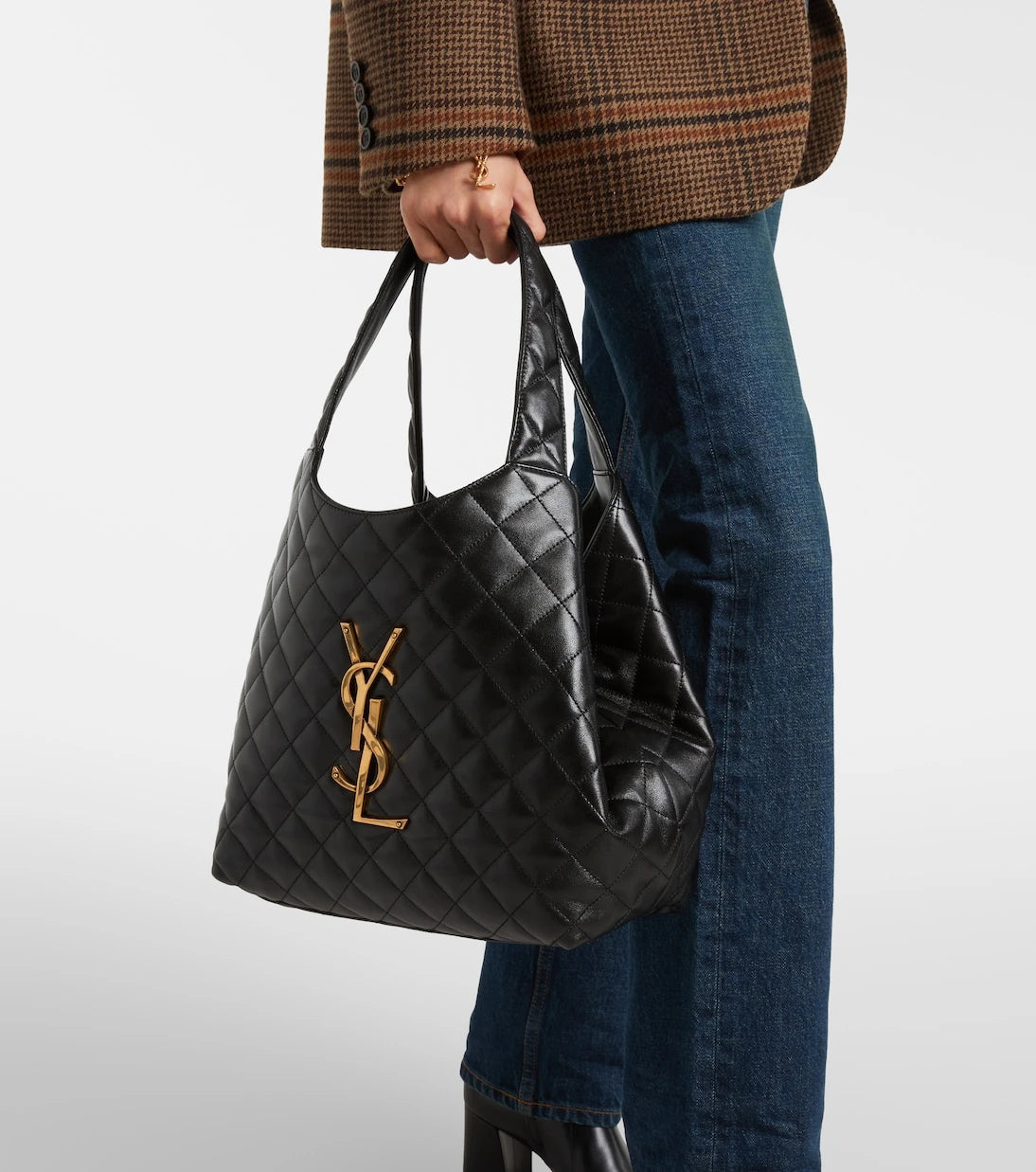 Saint Laurent - حقيبة كتف إيكار متوسطة مبطّنة من الجلد