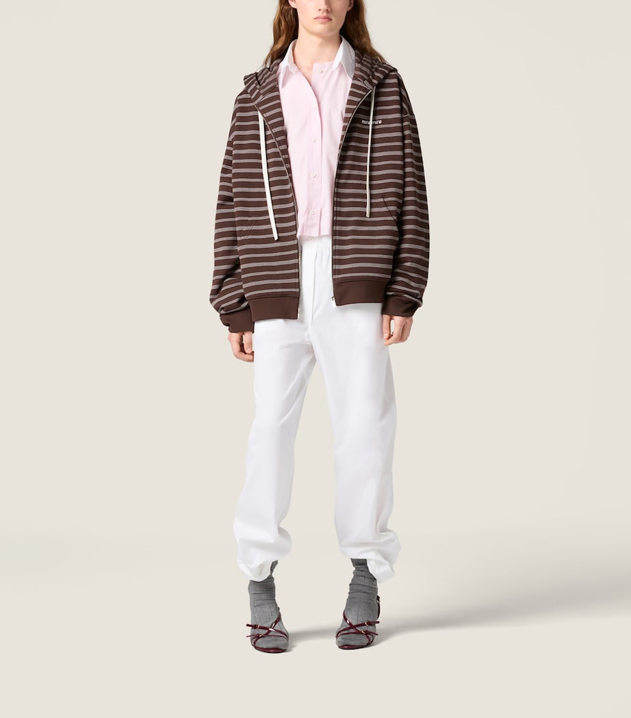 Cotton Stripe Zip-Up Hoodie