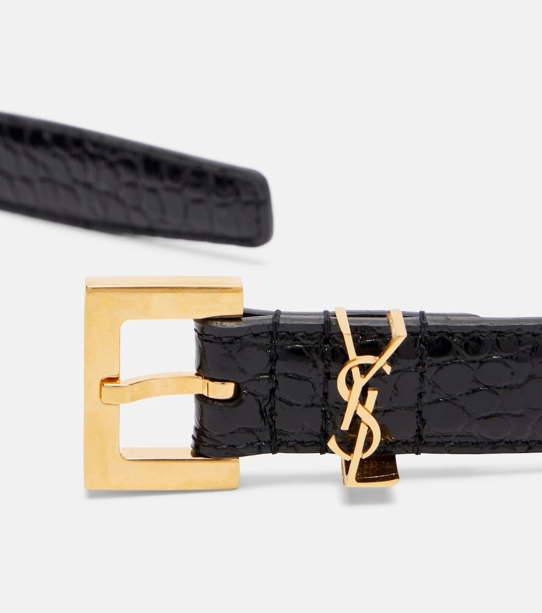 Saint Laurent - Cassandre croc-effect leather belt