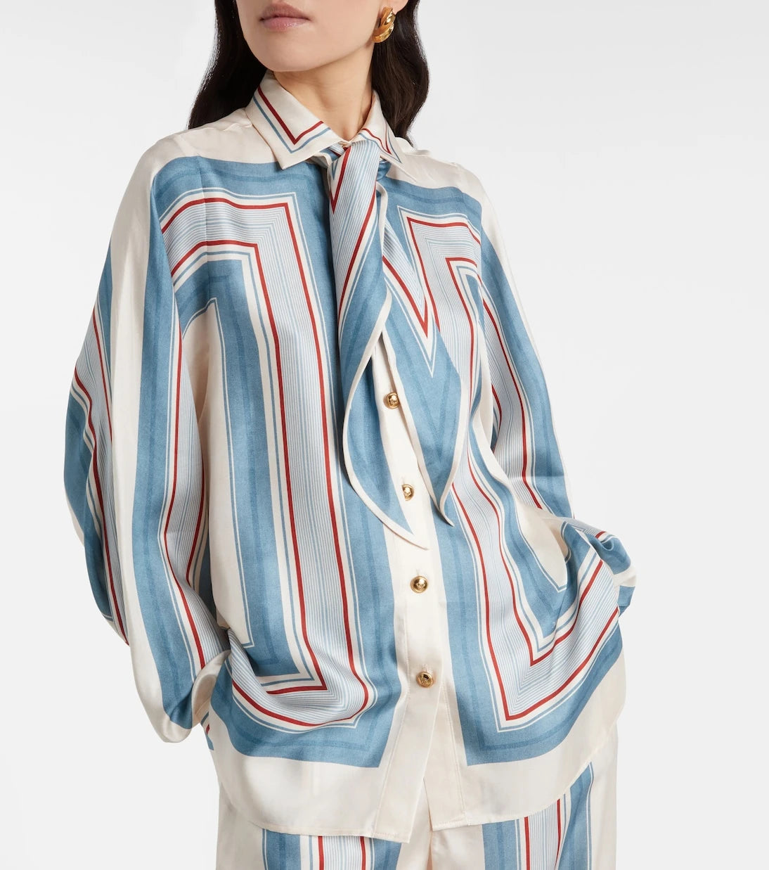 Zimmermann - Striped scarf-detail silk shirt
