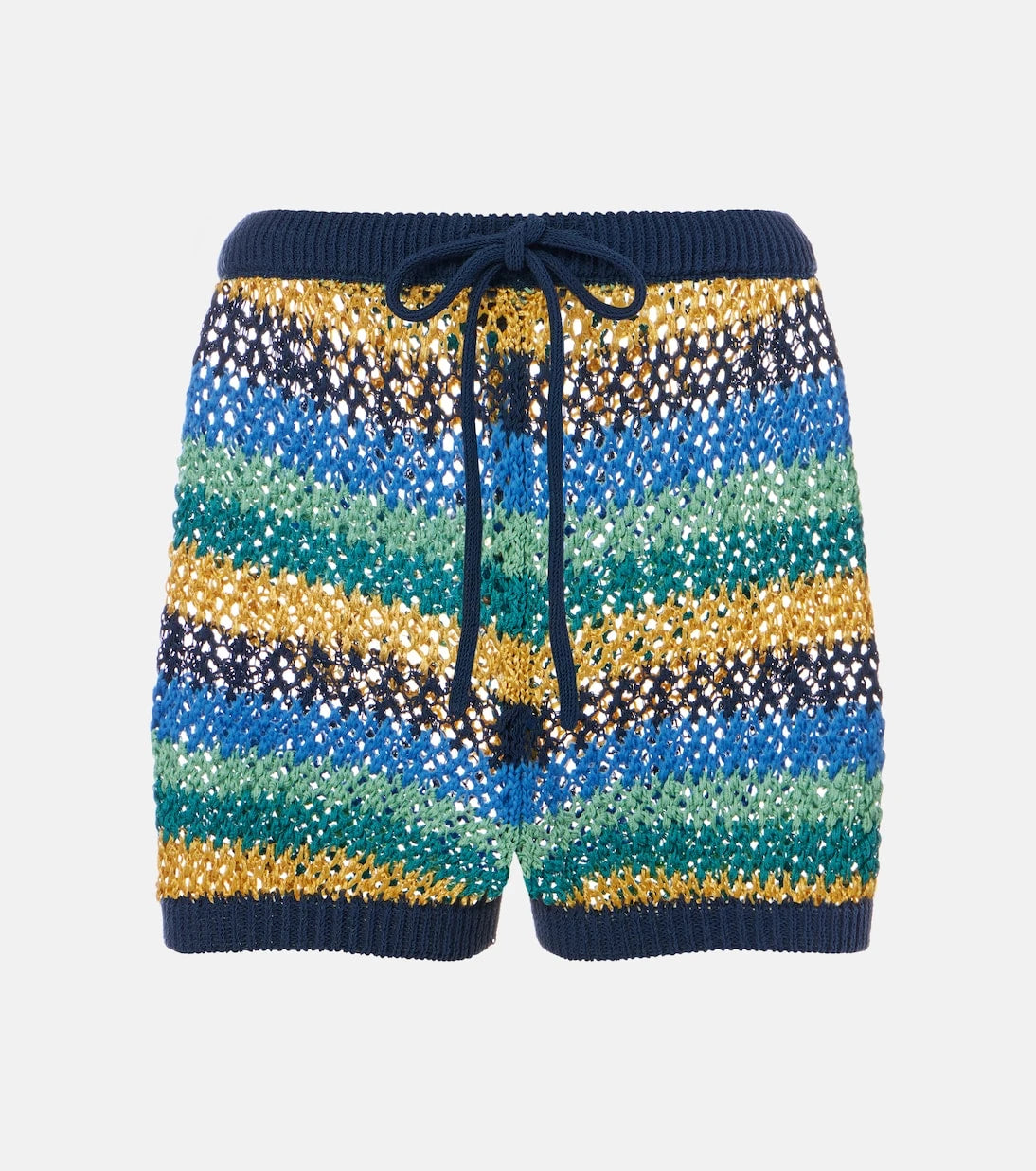 Etro - Crochet striped cotton-blend shorts