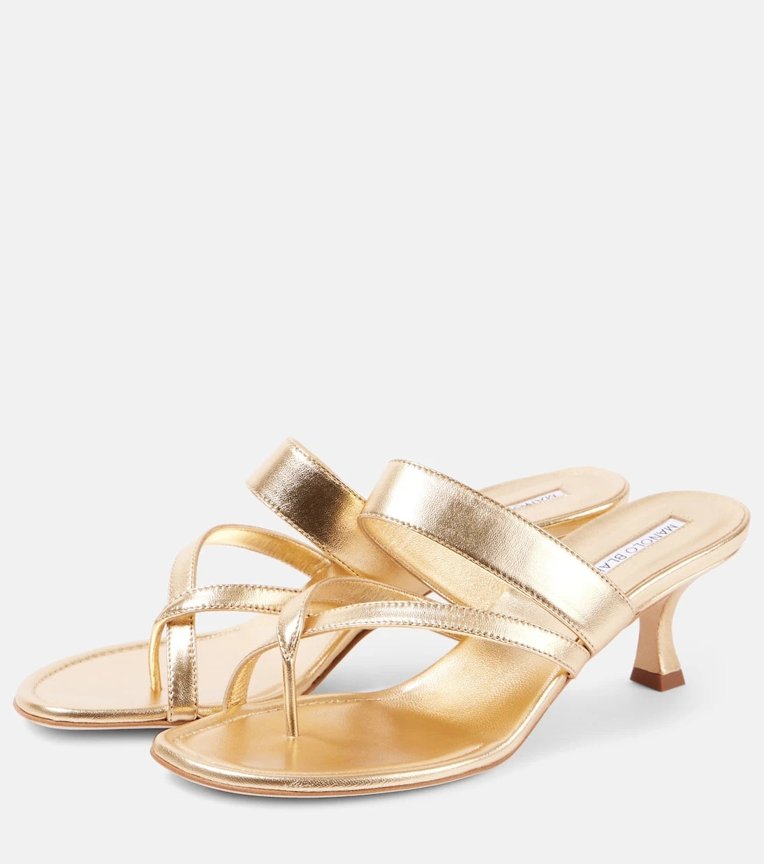Manolo Blahnik - Susa 50 metallic leather mules