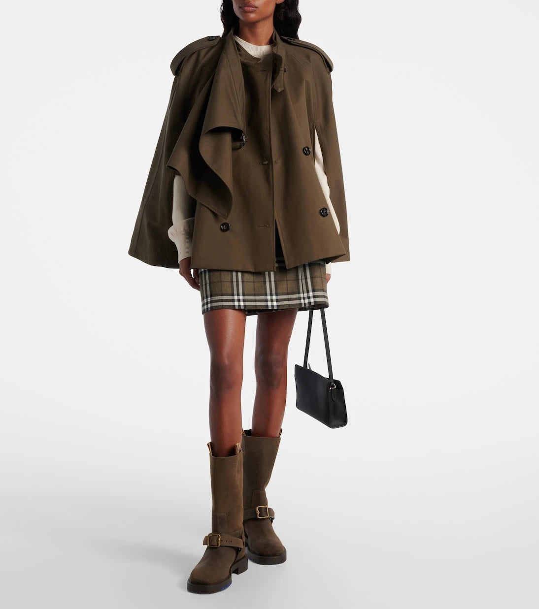 Burberry - تنورة قصيرة من صوف الكاروهات من Burberry