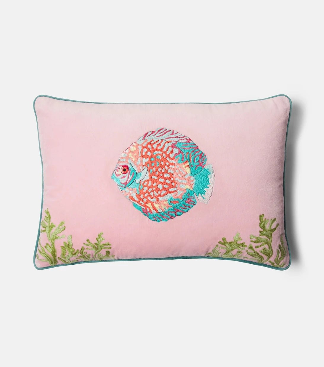 Les-Ottomans - Embroidered cotton velvet cushion