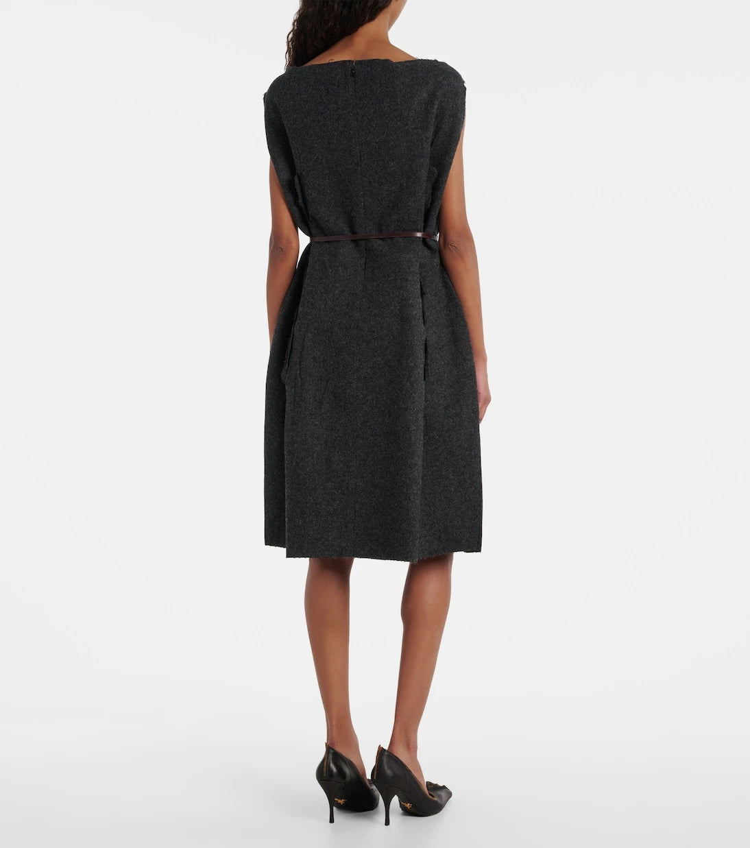Prada - Ruffled virgin wool minidress