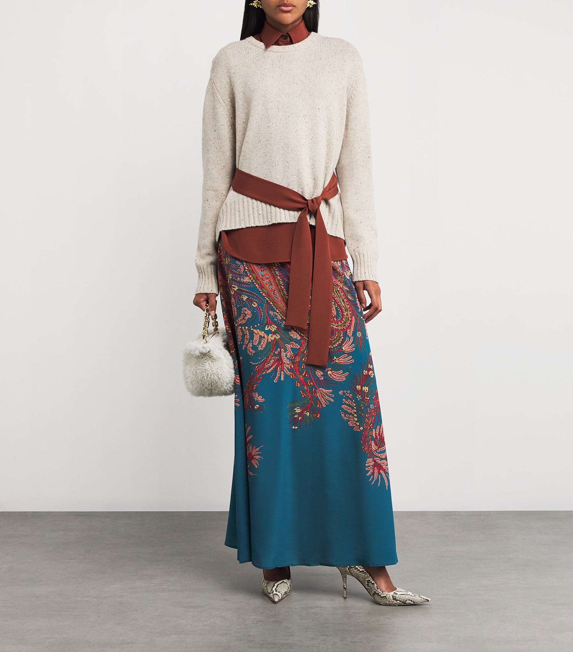 Etro Multi Silk Paisley Maxi Skirt