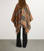 Brown Wool-Cashmere Contrast-Check Cape