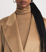 Max Mara Beige Camel Wool Peak Lapel Pea Coat