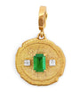 Small Yellow Gold, Diamond and Emerald Trio Coin Charm
