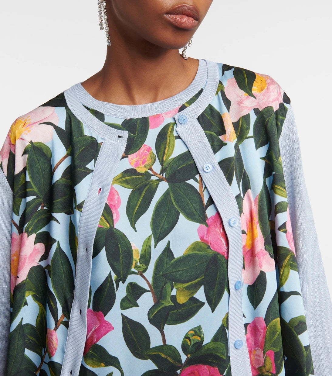Oscar de la Renta - Printed silk-trimmed cardigan