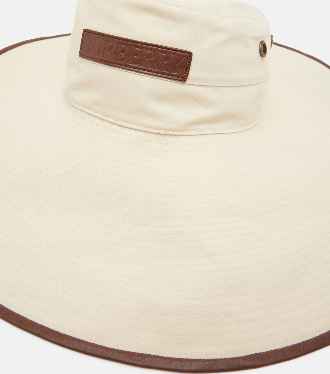 Burberry - Leather-trimmed cotton-blend sun hat