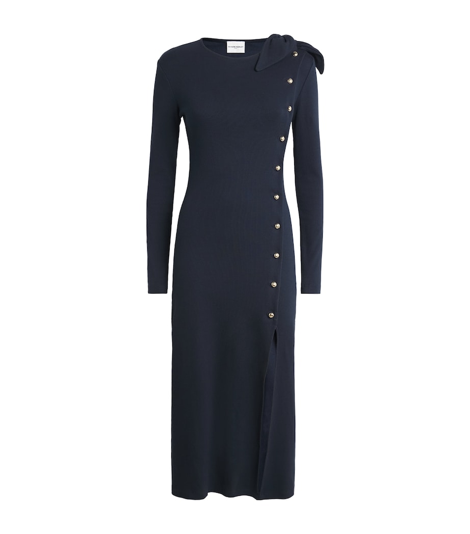 Claudie Pierlot Blue Stretch-Cotton Button Dress
